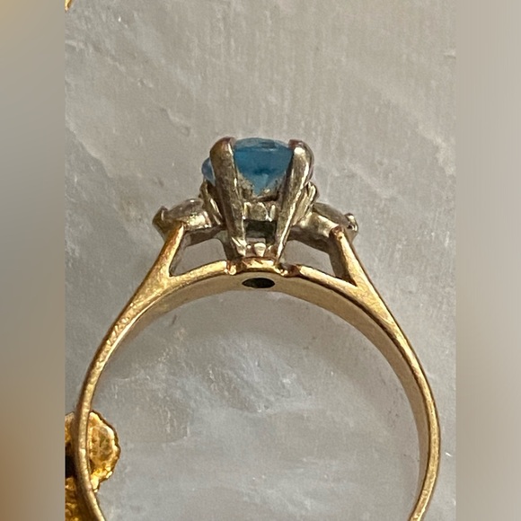ON SALE 🤩 14k Yellow Solid Thick Heavy Gold Diamond Topaz Ring #8052 Stamped ST - Picture 8 of 12